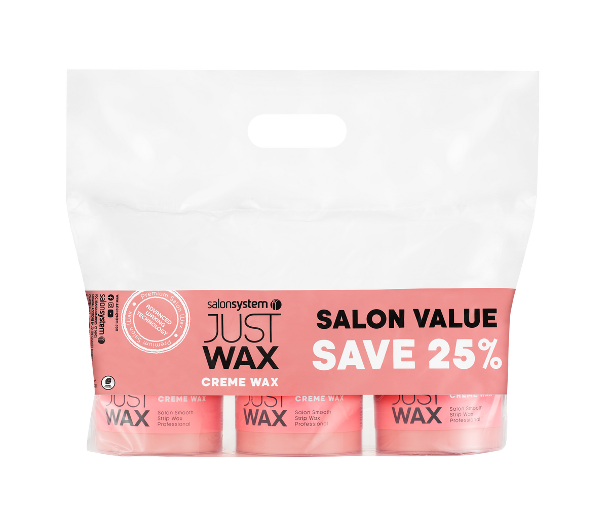 Just Wax Pink Creme Wax (3 x 450g)