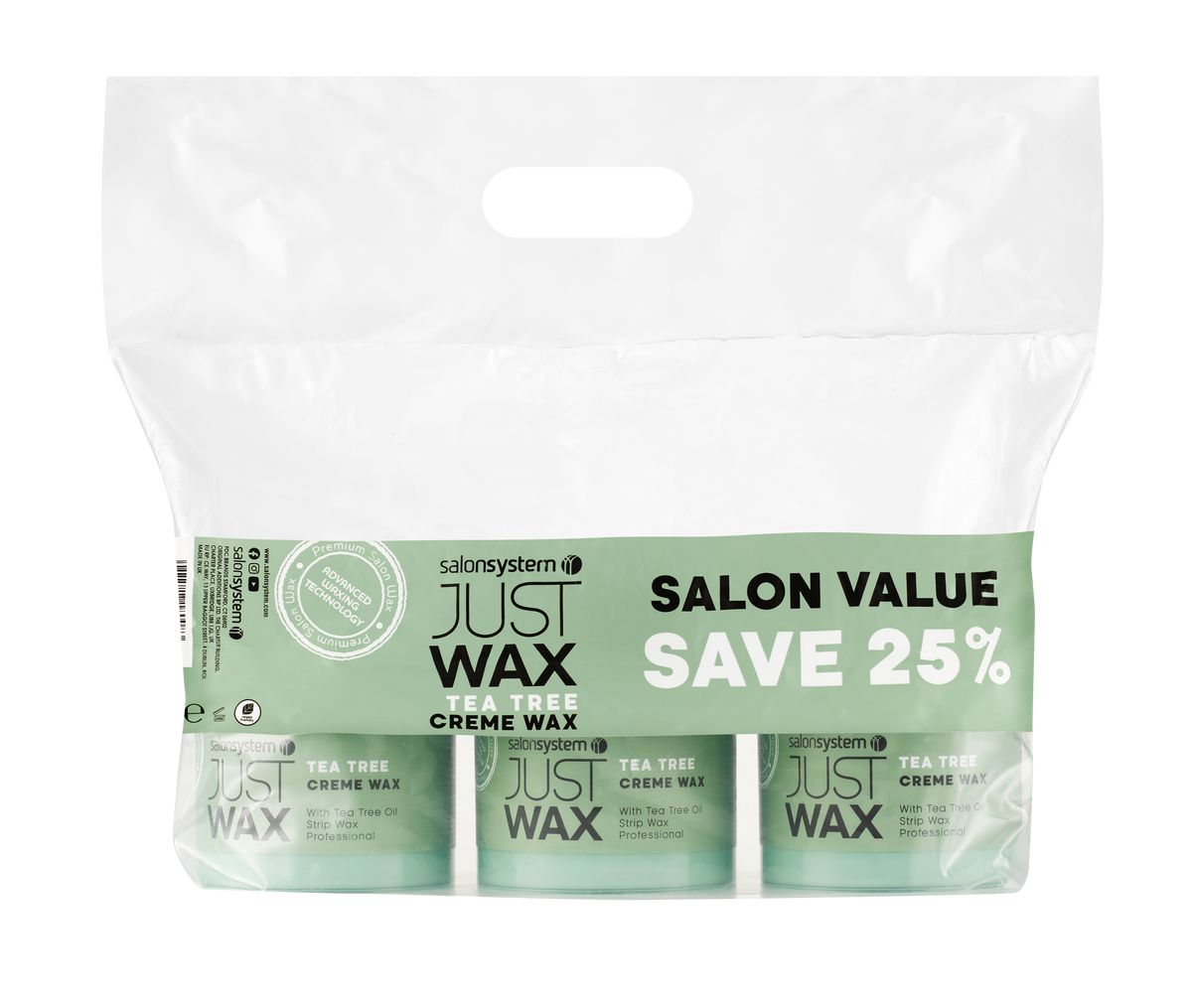 Just Wax Tea Tree Creme Wax (3 x 450g)