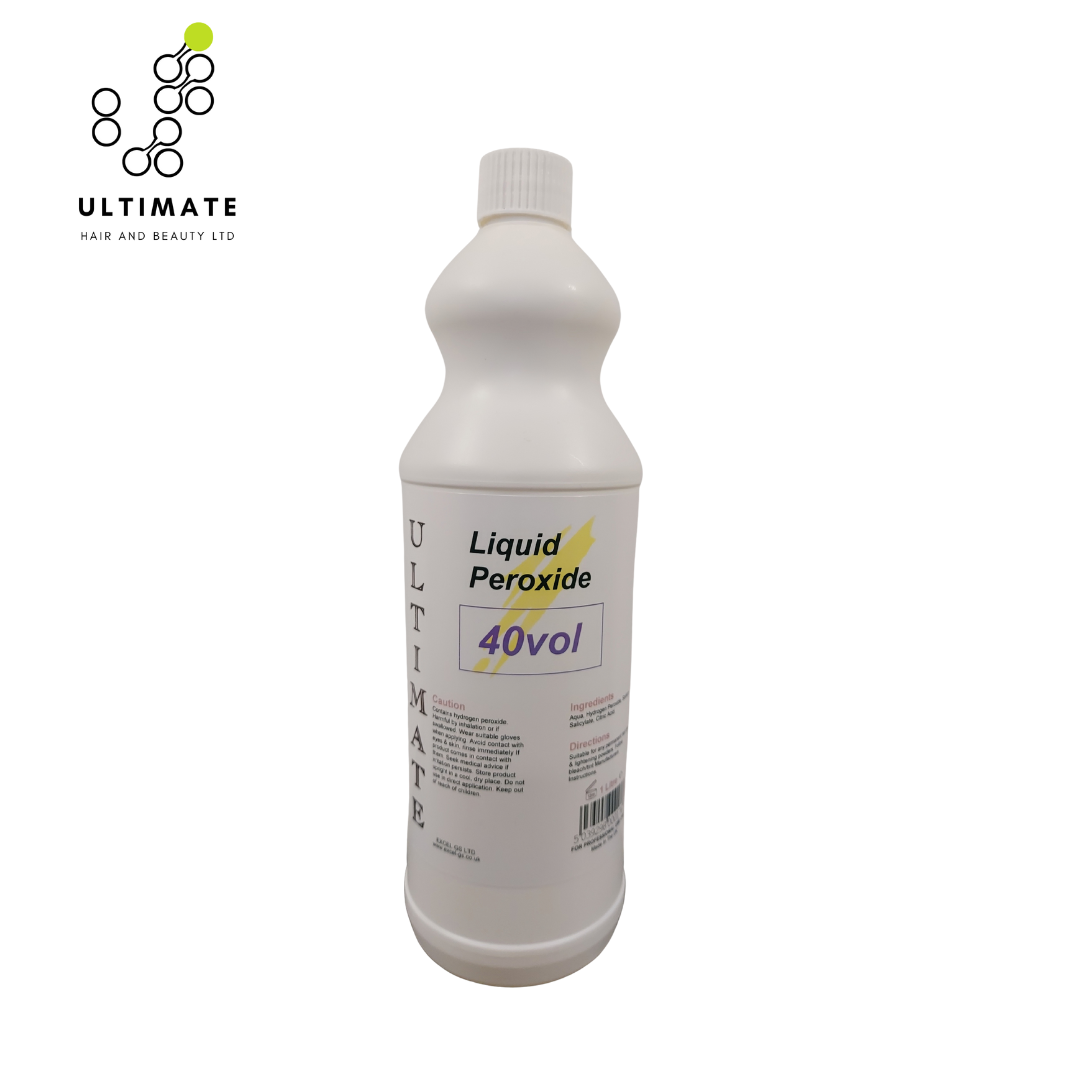 Bottle of Ultimate Liquid Peroxide 40vol on a white background
