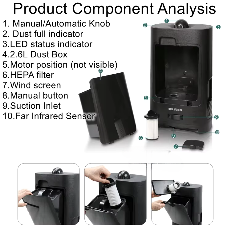 Original Hair Dustbin Automatic Vacuum Cleaner for Hair Salons ...